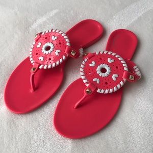 Jack Rogers Georgica Pink & White Jelly Sandal Sz7